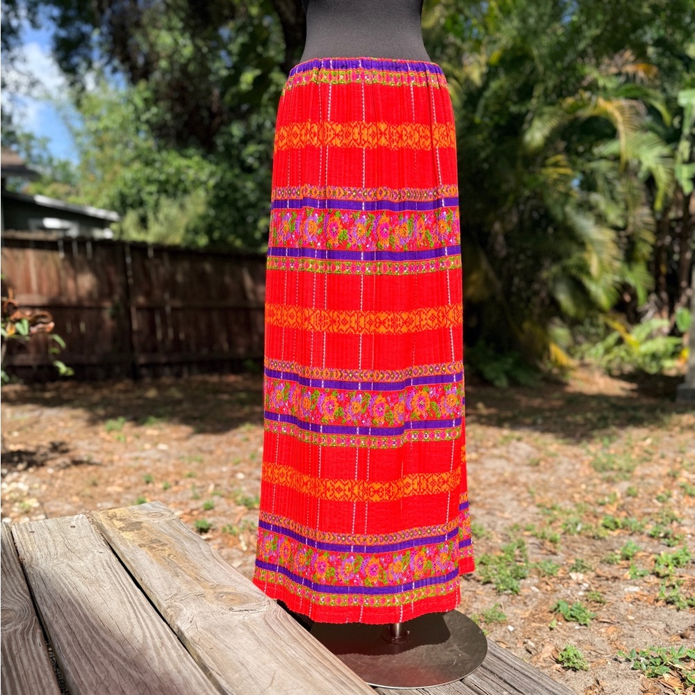 1960s/70s Psychedelic Day Glo Accordion Pleated Maxi Skirt